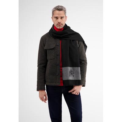 Schal LERROS "Schal mit LERROS Intarsie", Herren, schwarz-weiß (schwarz), Kunstfaser, Modetücher Schal
