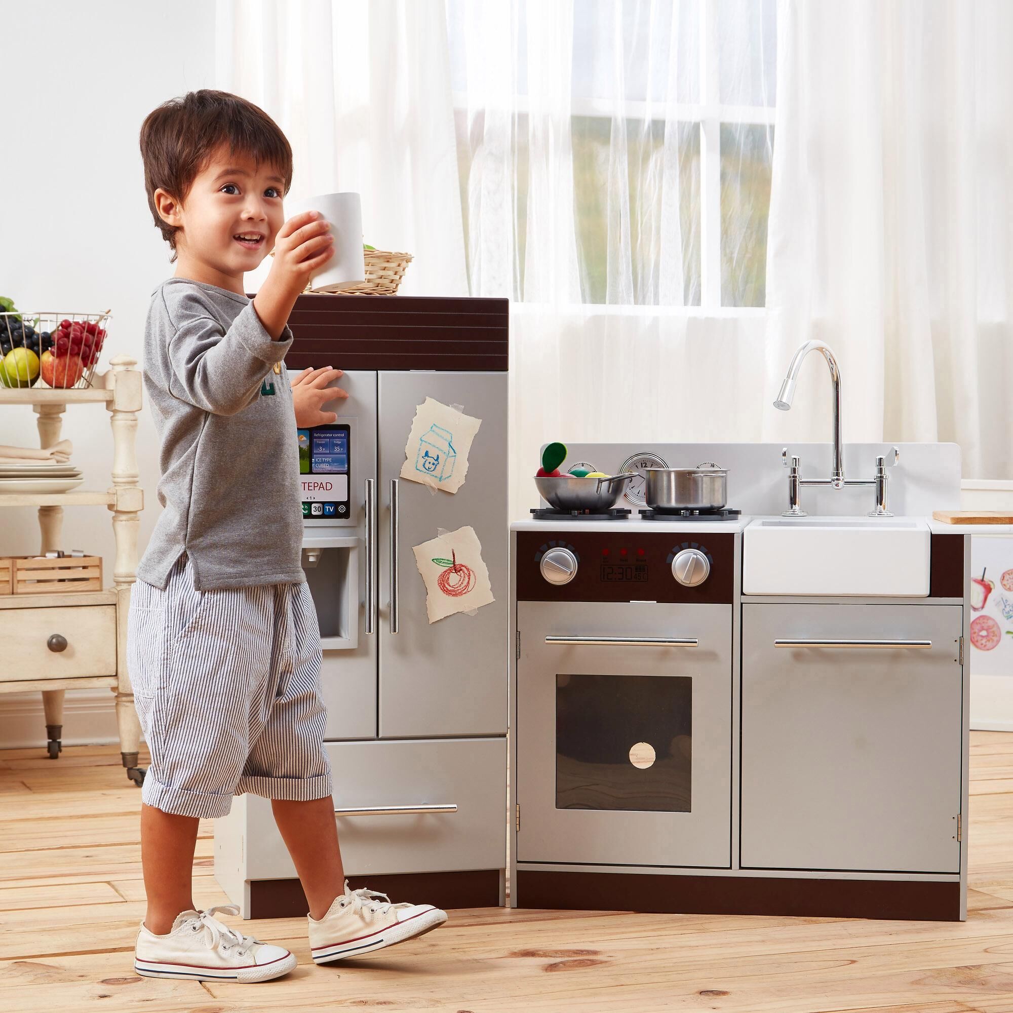 Spielküche TEAMSON™ KIDS    "Kinderküche, Espressofarben", braun (espresso), Spielküchen, KinderB:30cm H:94cm T:30cm, Holz, Spielküche, B:30cm H:94cm T:30cm