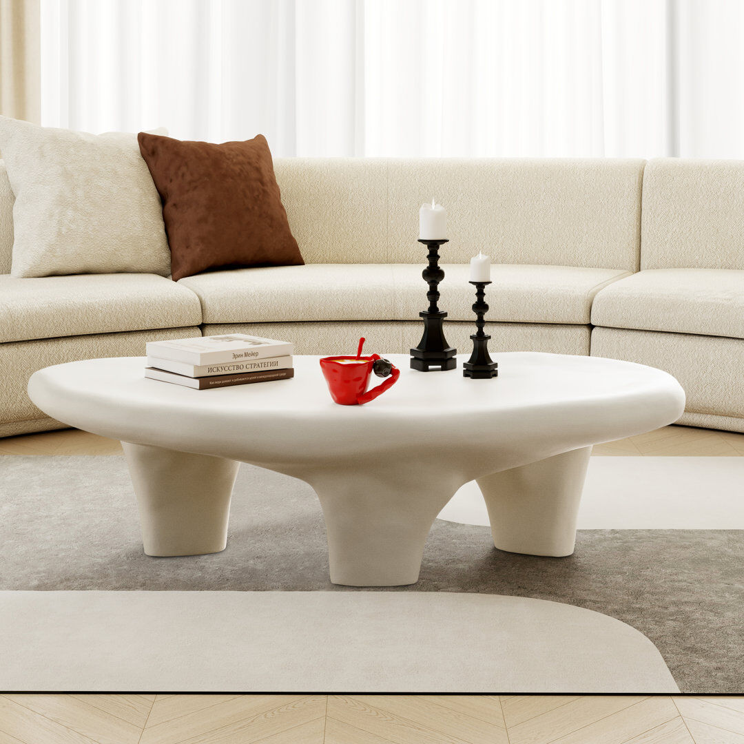 Metro Deira 120cm Cloud-Shaped Fibreglass Coffee Table White 30cm H X 120cm W X 65cm D