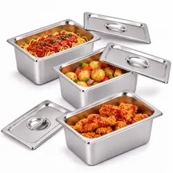 Relaxdays Gastro Behälter GN 1/4 Edelstahl 3er Set Silber