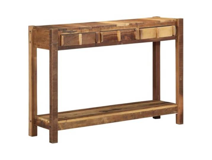 Xolmizyn Konsolentisch, Rustikaler Flurtisch Aus Altholz, 107x33x76cm Massives upgecyceltes Holz, Mit 3 Schubladen, Stabile Konstruktion