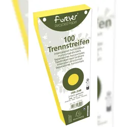 Exacompta 13525E 6x Packung mit 100 Trennstreifen, gelocht, trapezförmig aus Recycling-Papier 180g/qm, 105x240mm - Forever - Gelb