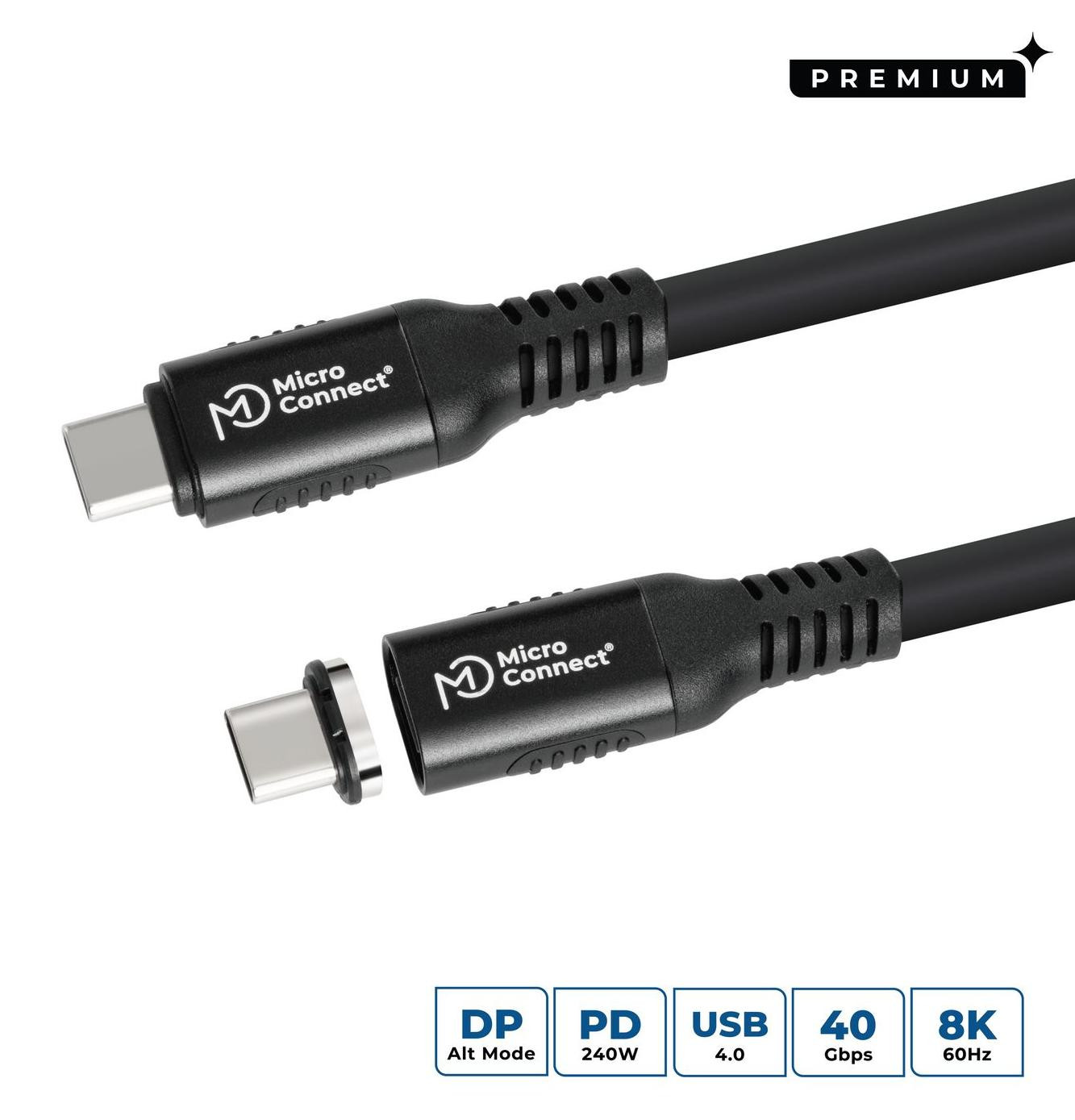 Microconnect MC-LS-USB4CC1.0 USB4 Gen 3x2 USB-C naar USB-C kabel, 1 meter, zwart