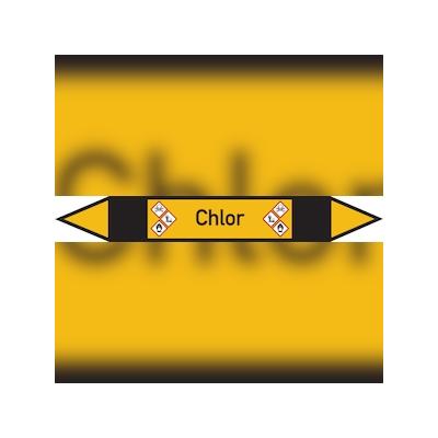 Rohrleitungskennzeichen Chlor - 187x26 mm Folie selbstklebend