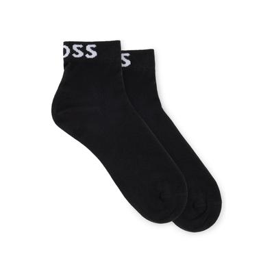 Freizeitsocken BOSS "2P SH Logo CC W", Damen, Gr. 39-42, Sockengröße, schwarz (schwarz 001), Baumwollmischung, unifarben, elastisch, Socken, mit eingestricktem BOSS Logoschriftzug