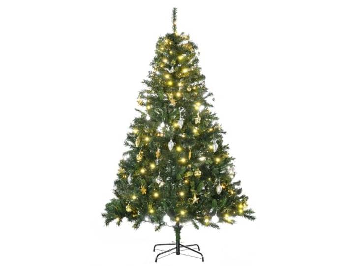 HOMCOM Künstlicher Weihnachtsbaum 180 cm mit LED Beleuchtung Kugeln