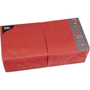 Papstar Servietten 12483, rot, 33 x 33 cm, 1/4-Falz, 3-lagig, 250 Stück