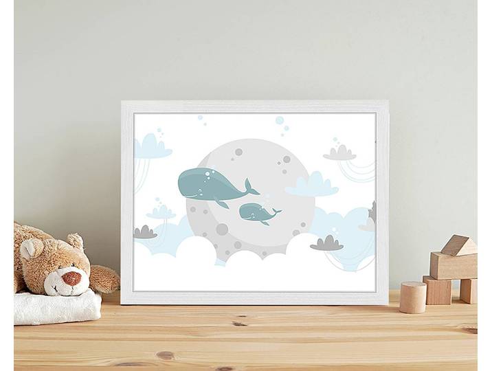 Tableau déco Whale Illustration 33 x 43cm Multicolore