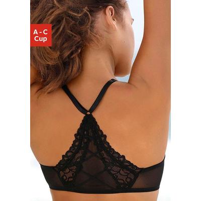 Push-up-BH BUFFALO "BH mit Bügel, als Dessous-Set kombinierbar", Damen, Gr. 75, Cup A, schwarz, Spitze, Obermaterial: 90% Polyamid, 10% Elasthan, BHs Push-up-BH, mit modischen Racerback, sexy Dessous