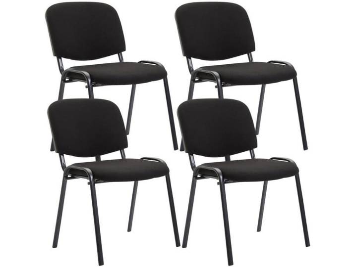 CLP Lot de 4 chaises visiteur Ken en tissu Couleur:noir