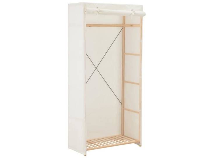 Armoire de Chambre JAR - Tissu et Bois Massif - Blanc - 79x40x170 cm