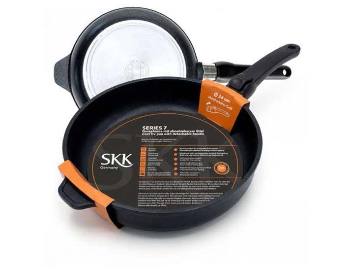 SKK 52414 Series 7 Bratpfanne – Energiesparende Aluguss-Pfanne mit abnehmbarem Griff, PFOA-frei, induktionsgeeignet, backofenfest – 6 cm hoher Rand, Ø 24 cm