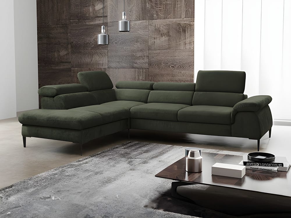 Unique Sofá rinconera terciopelo verde
