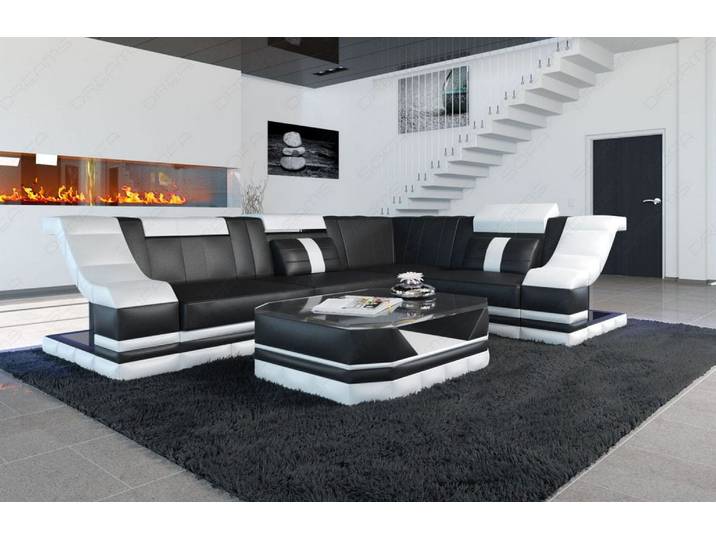 Couch Bianchi L-Form in Leder