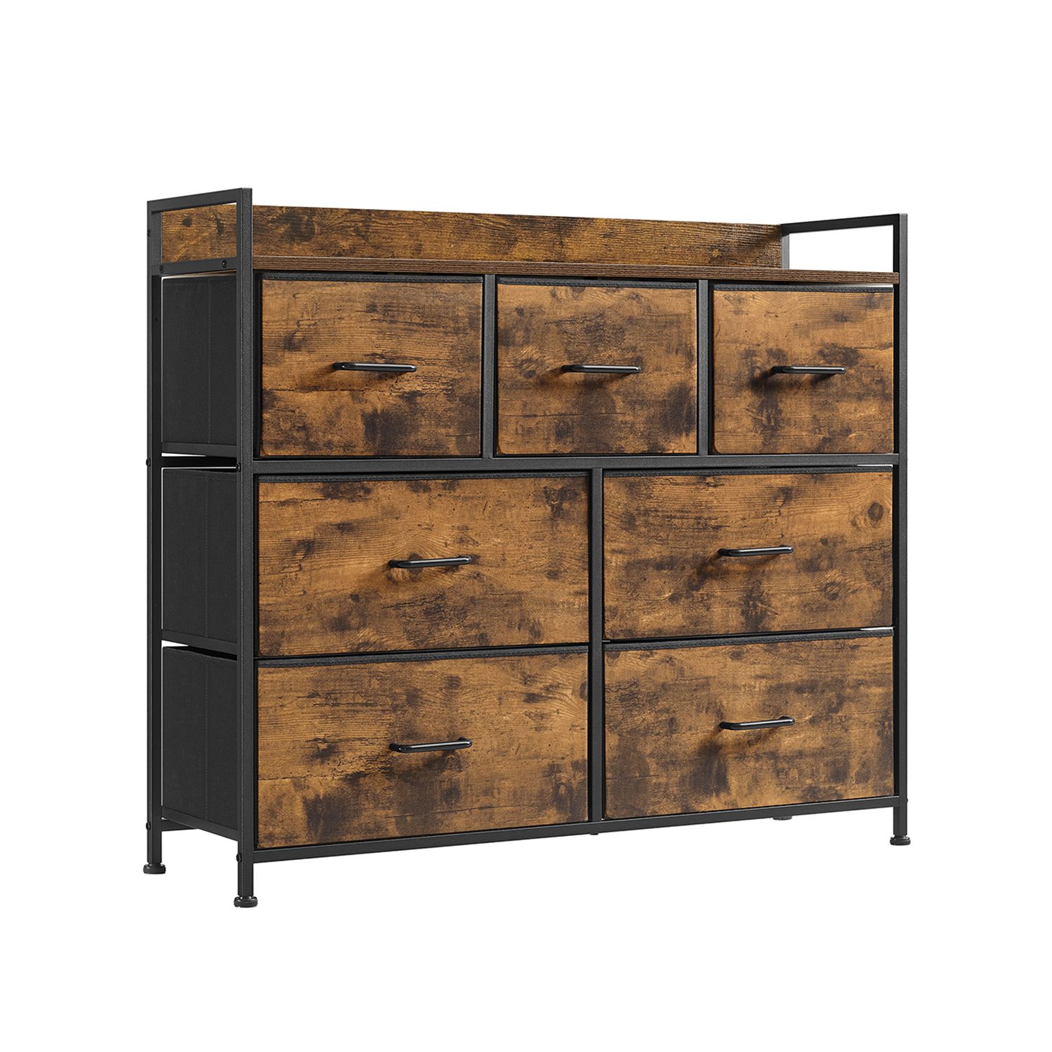 SONGMICS Industrie-Design Kommode mit 7 Stoffschubladen LTS137B01