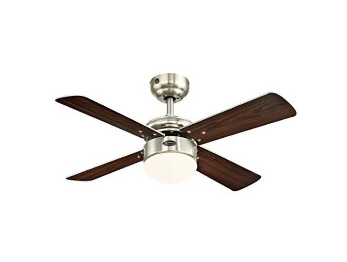 72417 Colosseum LED-Deckenventilator 90 cm mit gebürstetem Nickel, für den Innengebrauch, dimmbares Leuchtenset mit Opalmilchglas