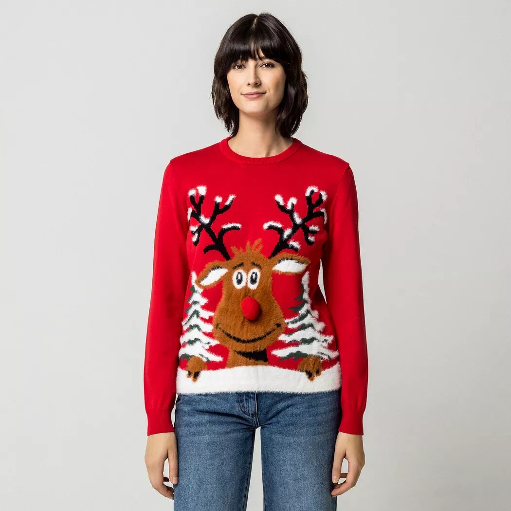 Manor Woman - Weihnachtspullover, Applikation, für Damen, Rot, Größe S