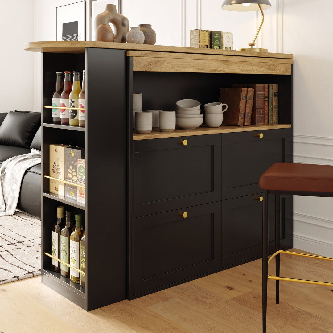 17 Stories 105 cm W Kitchen Island Black 104cm H X 105cm W X 35cm D