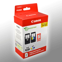 2 Canon Tinten 3713C008 Value Pack PG-560 + CL-561 Doppelpack KCMY + Papier
