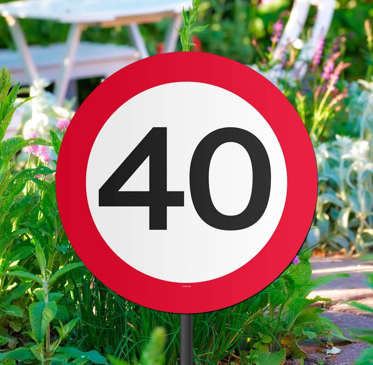 Tuinbord 40 Jaar Verkeersbord B: 26 cm, H: 52 cm