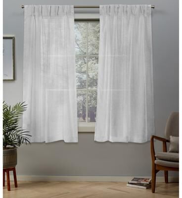 ATI Home Belgian Jacquard Sheer Double Pinch Pleat Top Curtain Panel Pair