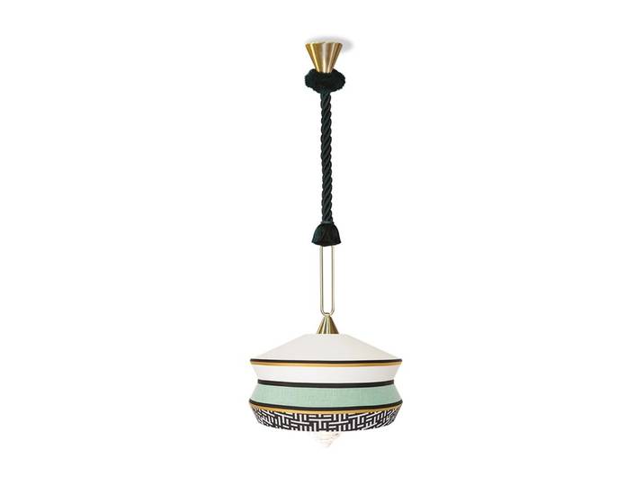 CONTARDI lampe à suspension CALYPSO ANTIGUA (Mint - laiton brossé et Verre)