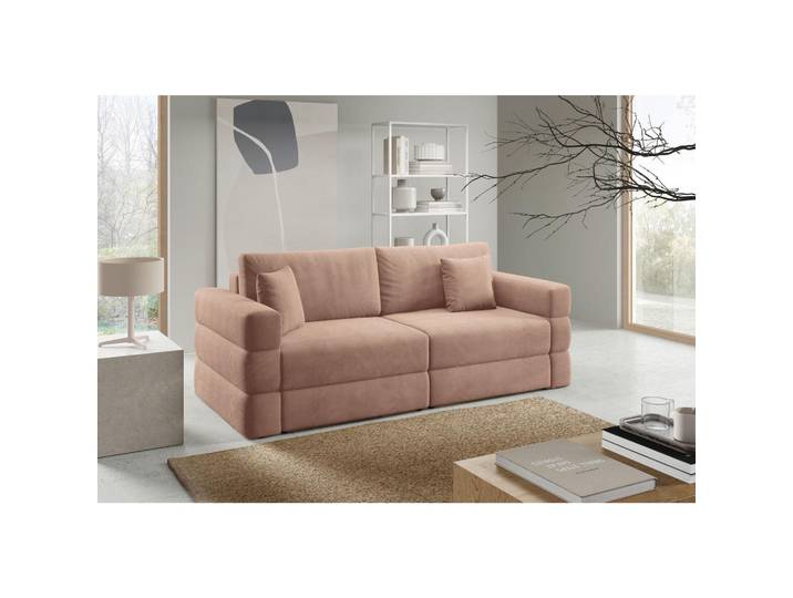 Livetastic Schlafsofa Terazzo, Rosa, Kunststoff, Füllung: Polyurethan (Pur), Silikon,Polyurethan (Pur), Silikon, 254x93x167 cm, Made in EU, Wohnzimmer, Sofas & Couches, Schlafsofas, Sonstige Schlafsofas