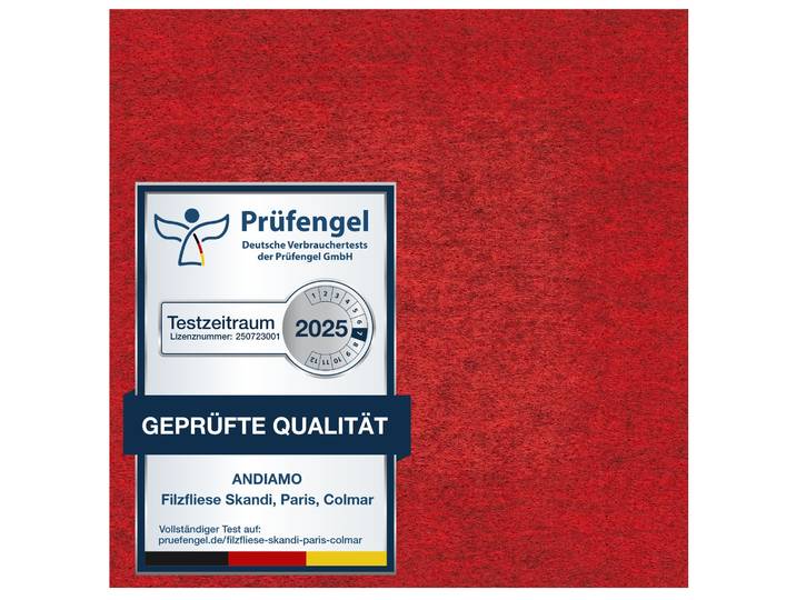 Teppichfliese ANDIAMO Skandi, selbstklebend, Gesamthöhe 4 mm , rot, B:40cm L:40cm, Polypropylen, Teppiche, Teppichfliese, 40x40 cm, 25 Stück (4 qm), 50 Stück (8 qm) oder 100 Stück (16 qm)