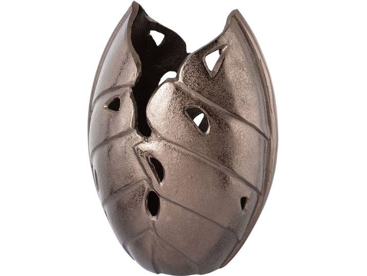 Dekovase CREATIV DECO, grau (anthrazit), H:30cm Ø:20cm, Aluminium, Vasen, Dekovase, in Blattstruktur, Höhe 30 cm