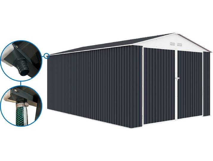 Garage métal  Houston - 15,36 m² avec gouttière - Anthracite
