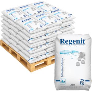 Regenit Salztabletten für Enthärtungsanlagen, DIN973 Typ A, Tabletten, 99,9% NaCl Siedesalz, Palette, 40 Sack à 25 kg