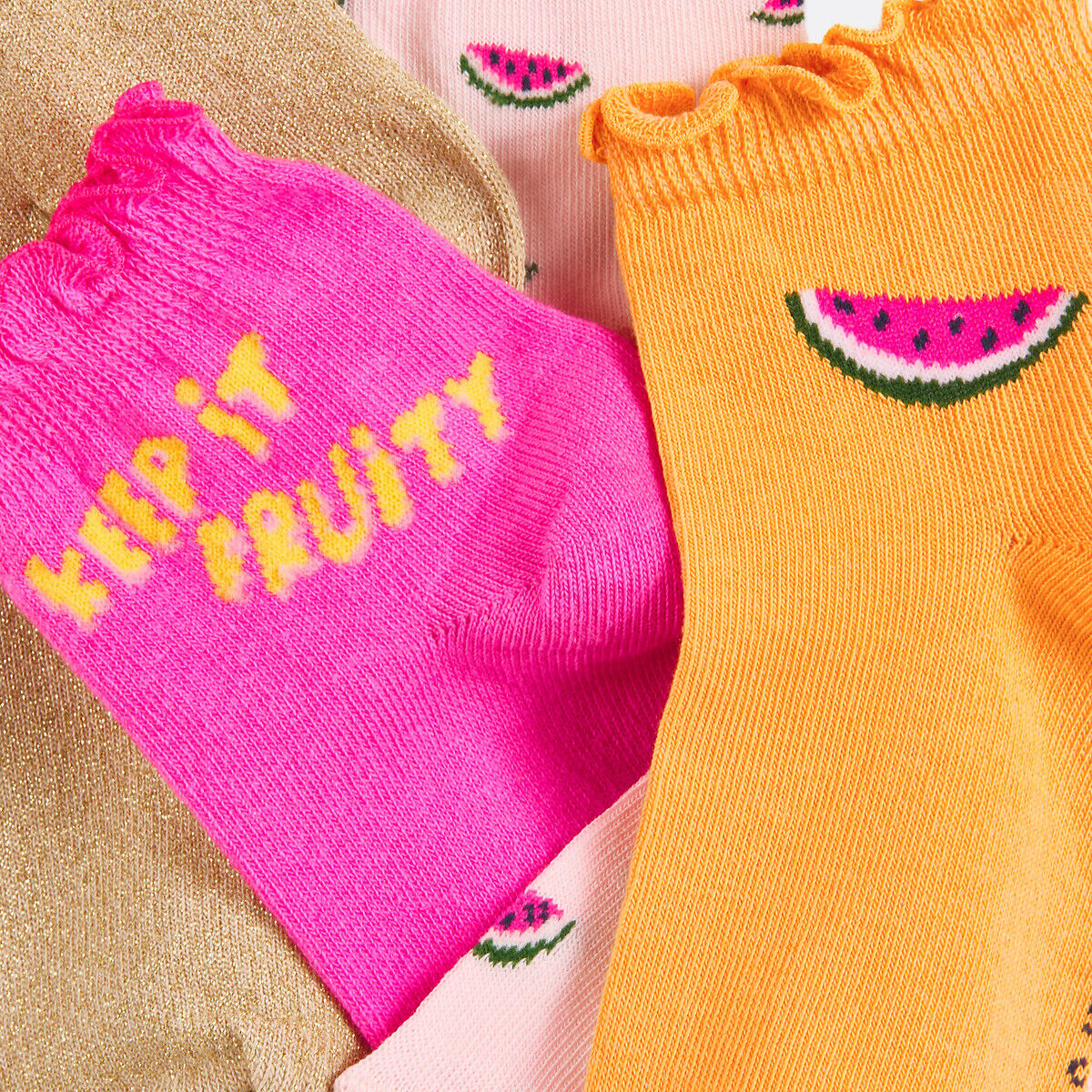 LA REDOUTE COLLECTIONS Lot de 5 chaussettes, 1 unie, 4 avec motifs thème fruits