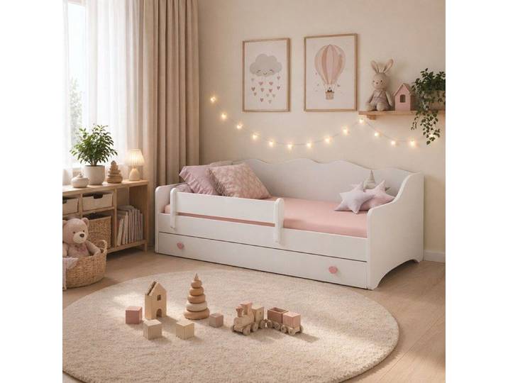 Lit enfant EMMA avec barrière et tiroir 140x70 – avec matelas