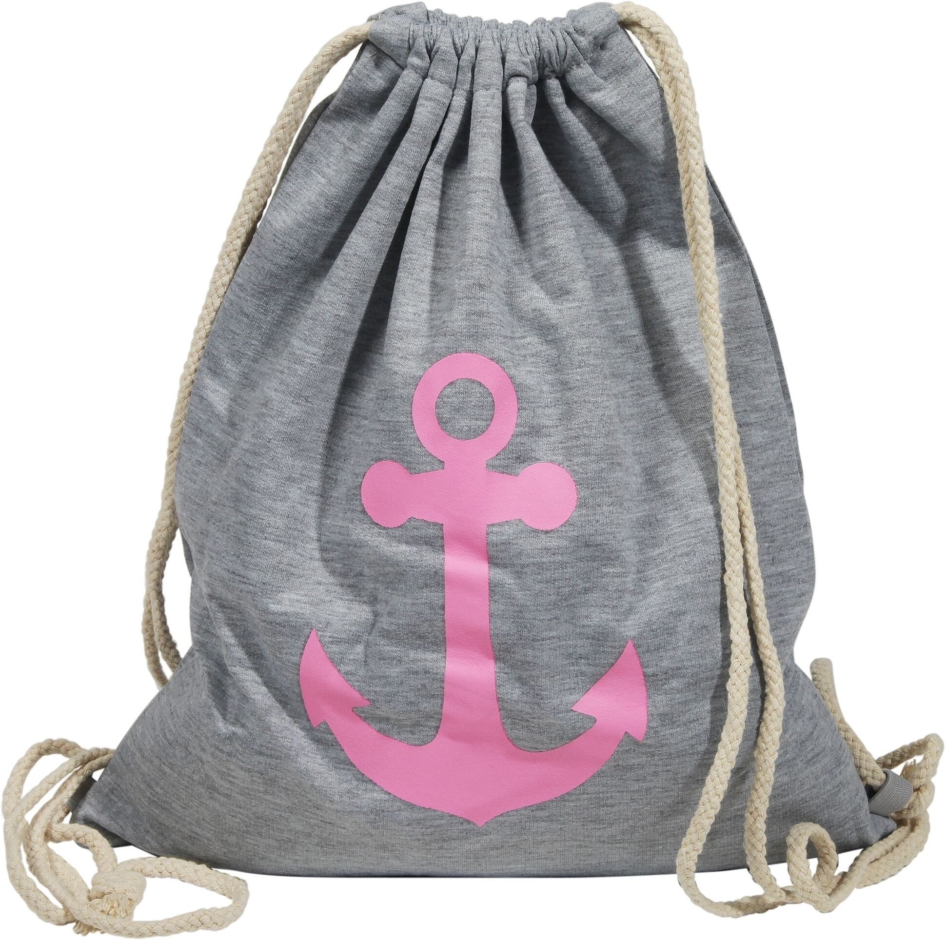 Turnbeutel CHAM CHAM "Maritim Anker - Sportbeutel aus Stoff", grau, Textil, Taschen Turnbeutel