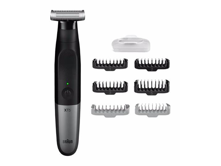 Braun Series XT5200 Face + Body + Travel Elektrorasierer – Trimmer/Barttrimmer/Bartschneider – schwarz / grau
