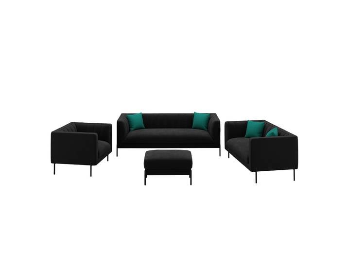 Sofa Set Samt ATTILA schwarz