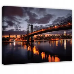 LEINWANDBILD Brücke Stadt Orange 120x80 cm