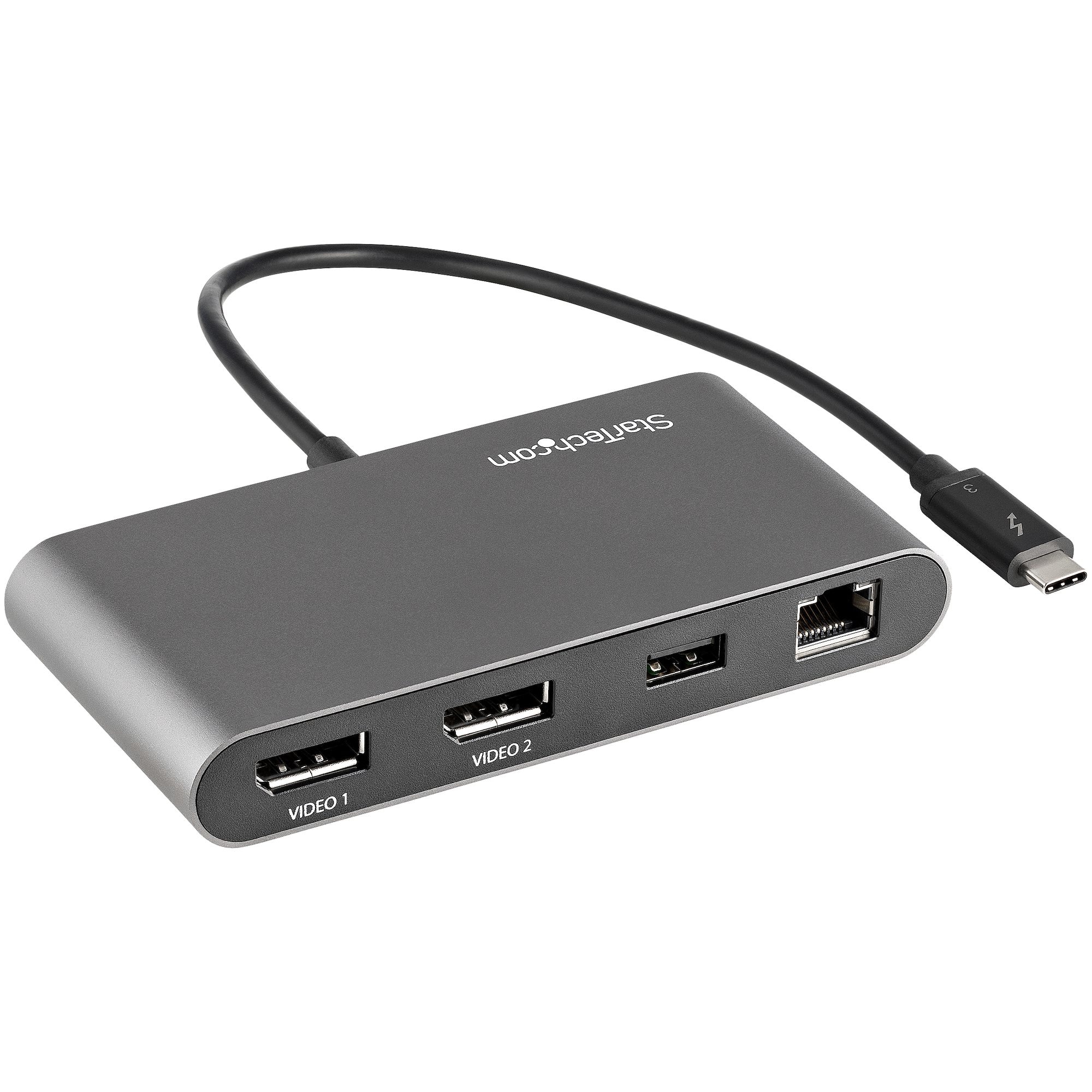 StarTech.com Dual-Monitor Thunderbolt Mini-Dock, 4K 60Hz DisplayPort, Gigabit-Ethernet, 1x USB 5Gbps