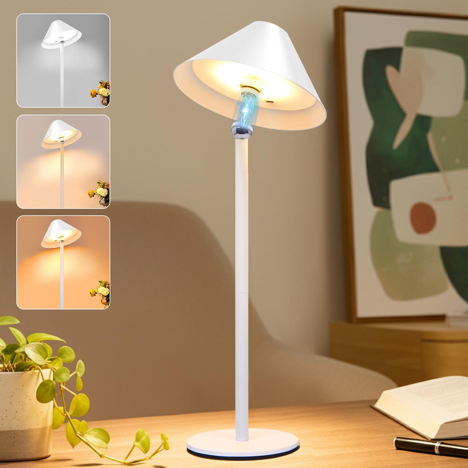 Lapalife LED-tafellamp, draadloos en dimbaar, wit