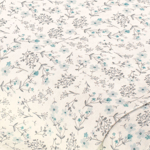 Baumwollstoff Gräser & Blümchen "Pia", bleu/weiß/grau