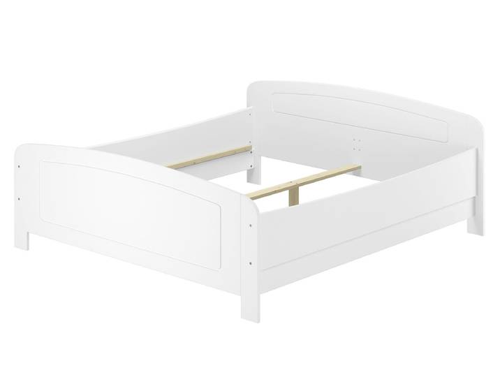 Ehebett Doppelbett 180 x 200 cm Weiß Verstellbare Einlegetiefe