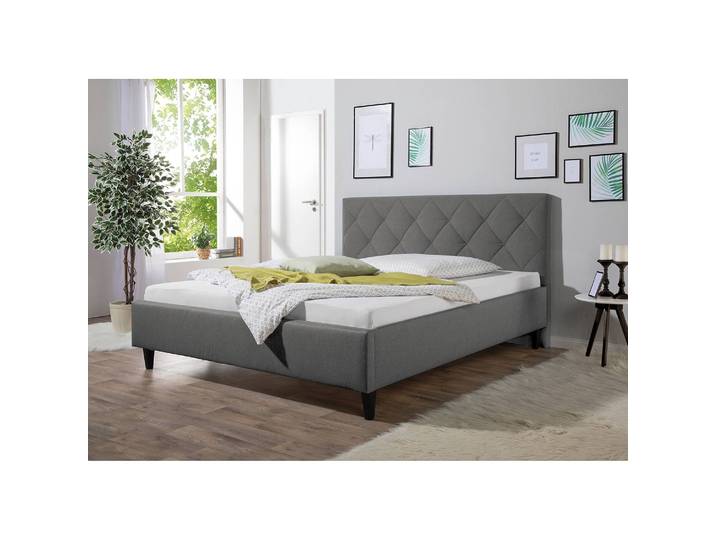 Lit capitonnée Monteverde 160 x 200cm Tissu structuré Gris/Anthracite