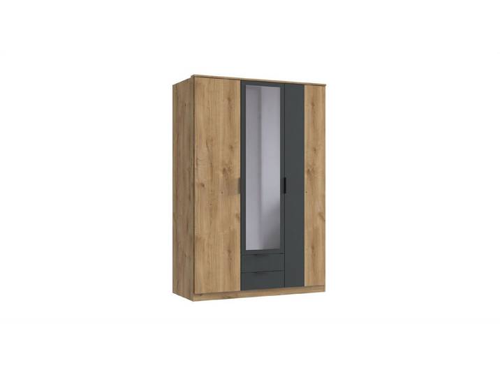 freiraum Drehtürenschrank TEXEL in PLANKENEICHE Dekor + GRAPHIT - 135x197x58cm (BxHxT)