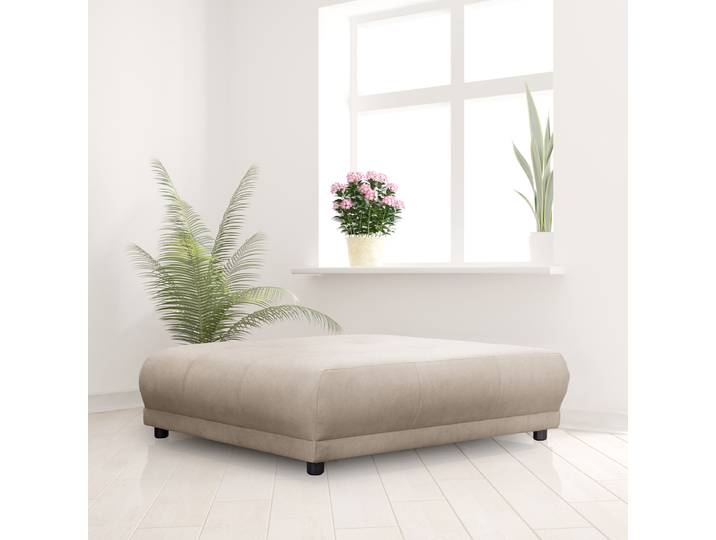 Repose-pieds capitonné 125 x 39 x 125cm Beige Microfibre Enza: Cappuccino