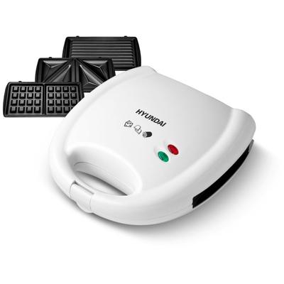 HYUNDAI 3-in-1-Sandwichmaker "SM627", weiß, B:9cm H:24,5cm T:23,5cm, Sandwichmaker, austauschbare Sandwich/Waffel/Panini Platten, Lichtsignalisierung