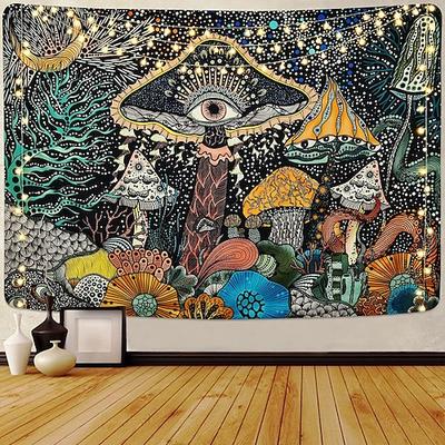 Pilz-Wandteppich mit brennender Sonne, Hippie-Augen-Wandteppich, Mandala-Ranken-Wandteppich, Mondphasen-Wandteppich, Wandbehang für Zimmer