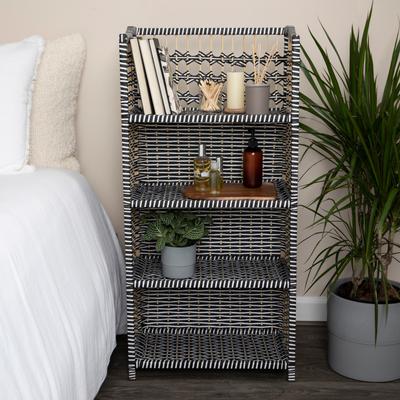 Household Essentials "Woven Accent Shelf and Paper Rattan - 11.0""L x 18.9""W x 39.4""H"
