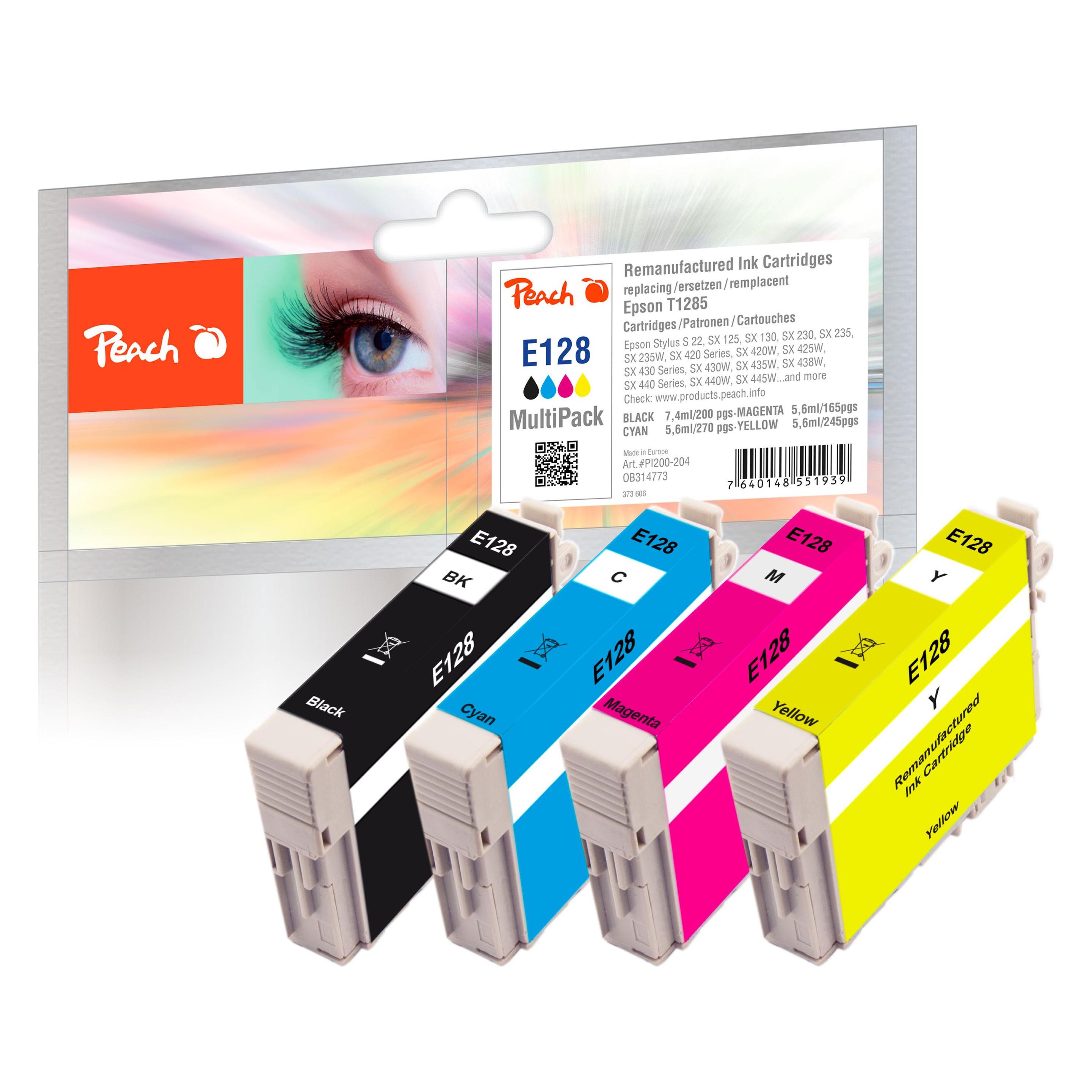 Peach Spar Tintenpatronen kompatibel zu T1285 (BK, C, M, Y) (PI200-204)
