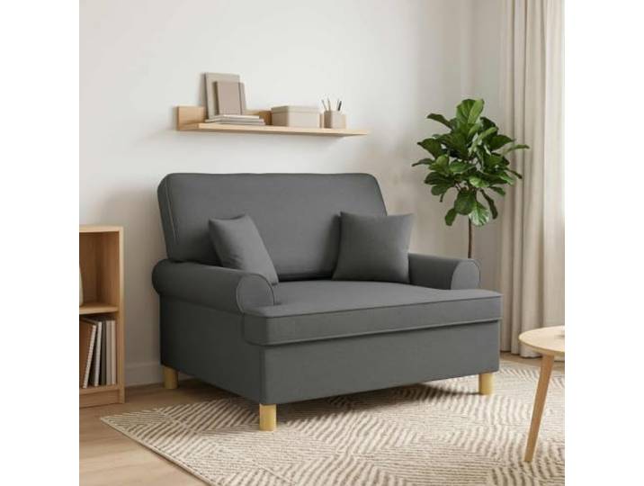 XXL-Sessel mit Kissen Dunkelgrau Stoff Stoff 100 % Polyester,Schaumstoffpolsterung,Rahmen Sperrholz Holzwerkstoff Metall,Kunststoffbeine,feuchtes Tuch