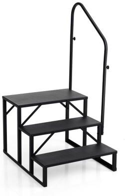 Costway Heavy Duty Hot Tub Stair with Wide Anti-Slip Platforms for Porch and Mobile Home-Black